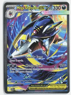 Mega Sharpedo ex 127/094 Special Illustration Rare Phantasmal Flames Pokemon NM - Image 1