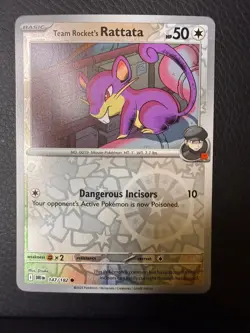 Team Rocket's Rattata Common Destined Rivals Reverse Holo 147/182 NM/M Pokemon - Image 1