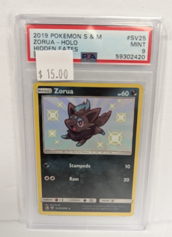 2019 Pokemon S & M #SV25 Zorua Holo Hidden Fates Mint PSA 9 - Image 3