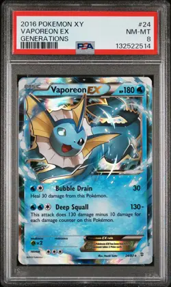 2016 POKEMON XY GENERATIONS #24 VAPOREON EX PSA 8 - Image 1