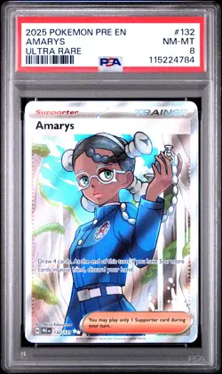 2025 POKEMON PRE EN-PRISMATIC EVOLUTIONS ULTRA RARE #132 AMARYS PSA 8 - Image 1