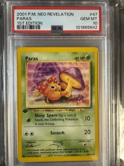 Pokemon Paras 47/64 2001 Neo Revelation 1st Edition Gem Mint PSA 10 - Image 1