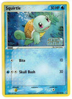Squirtle 63/100 EX Crystal Guardians Reverse Holo Common Stamped Pokemon Card - Image 1