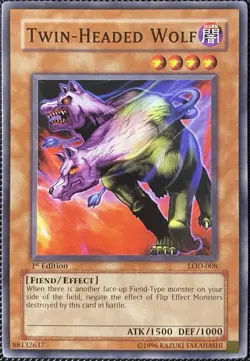 Twin-Headed Wolf LOD-008 Legacy of Darkness 1st Edition - Yugioh Card - Image 1