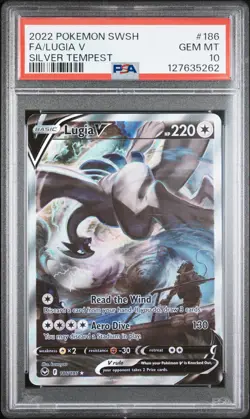 2022 POKEMON SWORD & SHIELD SILVER TEMPEST #186 FULL ART/LUGIA V PSA 10 - Image 1