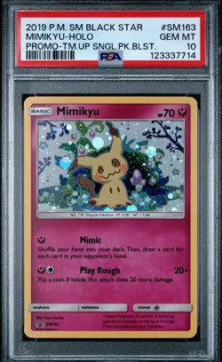 PSA 10 Mimikyu Holo Promo #SM163 2019 Pokemon Black Star Team Up TCG - Image 1