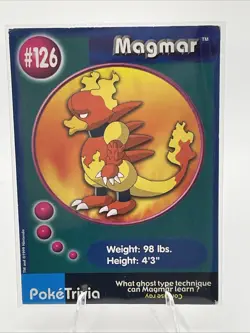 Pokemon Burger King Poke Trivia Magmar #126 Vintage Nintendo Movie Promo - Image 1