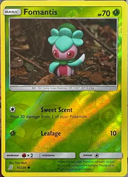 Fomantis Reverse Holo - 15/236 - Unified Minds Pokemon 2019 - Image 1
