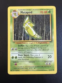 Metapod 54/102 Base Set Unlimited 1999 Pokemon Card Common NM - Image 1