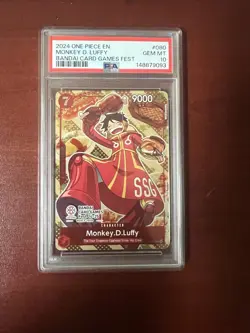 Bandai One Piece CCG Monkey D. Luffy Promo P-080 Card Games Fest PSA 10 English - Image 1