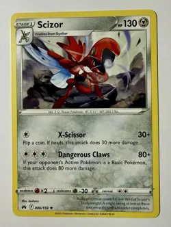 Scizor 086/159 Crown Zenith Pokemon TCG Normal NM - Image 1