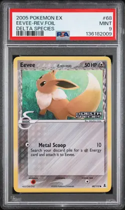 2005 POKEMON EX DELTA SPECIES #68 EEVEE-REVERSE FOIL PSA 9 - Image 1