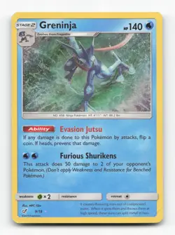 Pokemon TCG - Greninja 9/18 Damaged Ultra Rare Detective Pikachu - Image 1