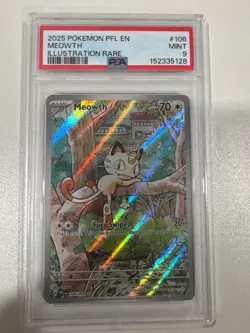 Meowth Illustration Rare 106/094 PSA 9 2025 Pokemon Phantasmal Flames Full Art - Image 1