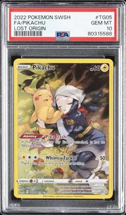 2022 POKEMON SWORD & SHIELD LOST ORIGIN #TG05 FULL ART/PIKACHU PSA 10 - Image 1