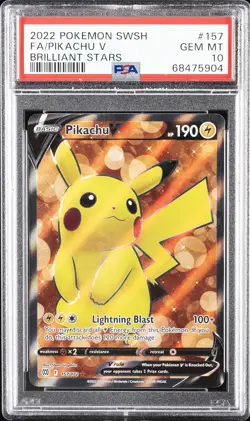 2022 POKEMON SWORD & SHIELD BRILLIANT STARS #157 FULL ART/PIKACHU V PSA 10 - Image 1