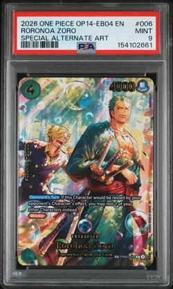 PSA 10 One Piece Card Roronoa Zoro SP PRB02-006 Egghead Crisis English - Image 1