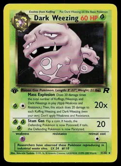 Pokemon Card Team Rocket Dark Weezing 31/82 1st Edition Rare - Image 1
