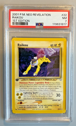 Pokemon Card 2001 Neo Revelation 1st Edition RAIKOU 22/64 PSA 7 - Image 1