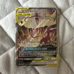 Pokemon Espeon & Deoxys GX TAG TEAM SM Promo Full Art Holo Card SM240 - Image 1