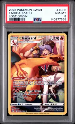 2022 POKEMON SWORD & SHIELD LOST ORIGIN #TG03 FA/CHARIZARD PSA 8 - Image 1