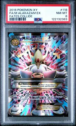 2016 Pokemon XY FA/M Alakazam EX Fates Collide 118/124 PSA 8 NM-MT New Slab/Cert - Image 1