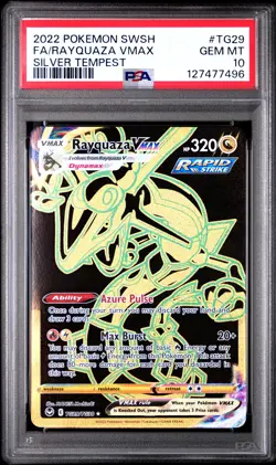 2022 POKEMON SWORD & SHIELD SILVER TEMPEST #TG29 FULL ART/RAYQUAZA VMAX PSA 10 - Image 1