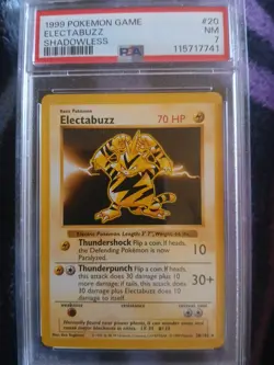 Pokemon 1999 BASE SET SHADOWLESS #20 ELECTABUZZ PSA 7 RARE - Image 1