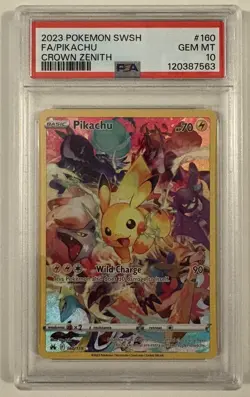 2023 POKEMON SWORD & SHIELD CROWN ZENITH #160 FULL ART/PIKACHU PSA 10 - Image 1