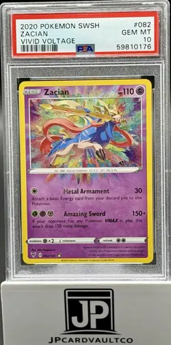 PSA 10 2020 Pokemon Sword Shield SwSh Vivid Voltage Zacian Holo 082/185 GEM MINT - Image 1