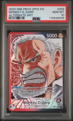 2023 ONE PIECE OP02-PARAMOUNT WAR ALTERNATE ART #002 MONKEY D. GARP PSA 10 - Image 1