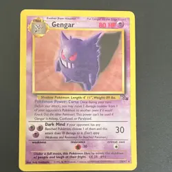 Gengar 20/62 Fossil Rare Unlimited Regular Pokemon TCG Card 1999 English - Image 1