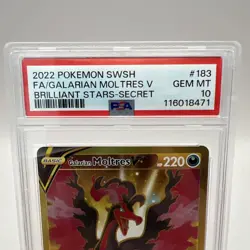 2022 POKEMON SWORD & SHIELD BRILLIANT STARS FULL ART/GALARIAN MOLTRES V PSA 10 - Image 4
