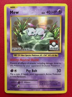 Mew - 53/108 - Holo 2nd Place League Challenge, Evolutions - Pokemon Card -NM/LP - Image 1