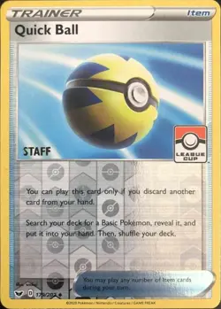 Quick Ball - 179/202 - STAFF League Cup Reverse Holo - Pokemon Card - NM - Image 1