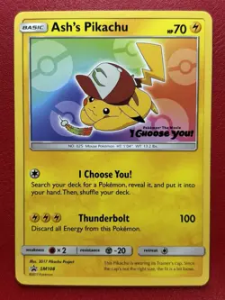 3x Ash's Pikachu - SM108 - Black Star Promo - I Choose You - Pokemon Card - NM - Image 3