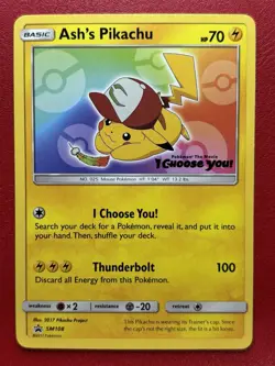3x Ash's Pikachu - SM108 - Black Star Promo - I Choose You - Pokemon Card - NM - Image 5