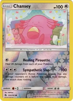Chansey - 152/214 - Reverse Holo, Lost Thunder - Pokemon Card - Near Mint - Image 1