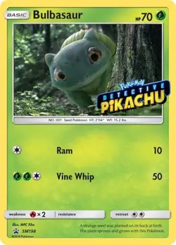 Bulbasaur - SM198 - Stamped Detective Pikachu Black Star Promo Pokemon Card - NM - Image 1