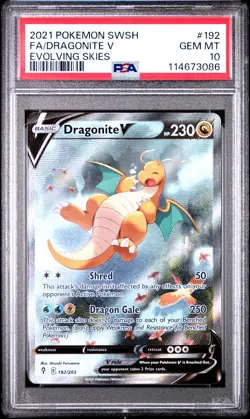 2021 POKEMON SWORD & SHIELD EVOLVING SKIES #192 FULL ART/DRAGONITE V PSA 10 - Image 1