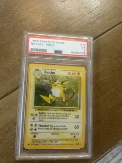 Pokemon 1999 Raichu Holo Rare Base Set PSA 5 #14/102 English TCG - Image 2