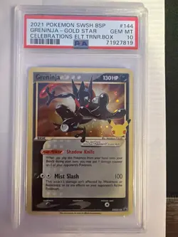 Pokemon Greninja Gold Celebrations Star Black Star Holo Promo SWSH144 PSA 10 - Image 1