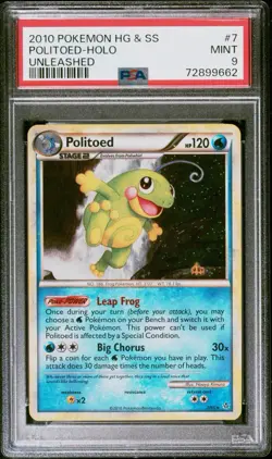 2010 POKEMON HEARTGOLD & SOULSILVER UNLEASHED #7 POLITOED HOLO PSA 9 - Image 1