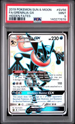 2019 POKEMON SUN & MOON HIDDEN FATES #SV56 FA/GRENINJA GX PSA 9 - Image 1
