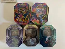 Pokemon Tin Box Bundle: 2 Charizard, Tyranitar Slaking and Darkrai - Image 1