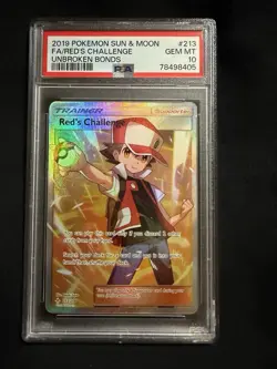 PSA 10 Red’s Challenge FA #213/214 Unbroken Bonds Sun & Moon Pokemon 2019 - Image 1