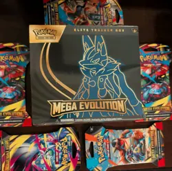 Pokemon Mega Evolution Lucario Elite Trainer Box Combo with 5 Sleeved Boosters - Image 1