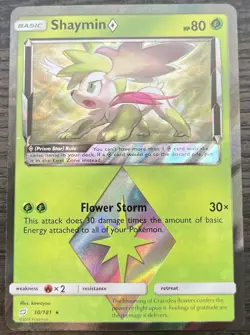 Shaymin Prism Star 10/181 Pokemon TCG Sun & Moon Team Up Holo Light Play LP - Image 1