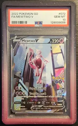 ⭐PSA 10 Mewtwo V 072/078 WITH GUARD ⭐Pokemon Go Full Art Holo Graded - Image 1