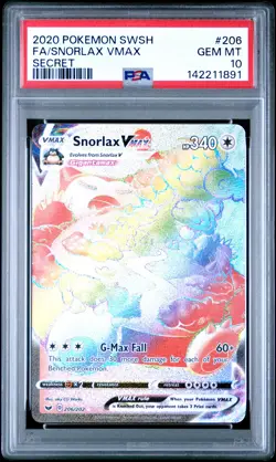 2020 POKEMON SWORD & SHIELD SECRET #206 FULL ART/SNORLAX VMAX PSA 10 - Image 1